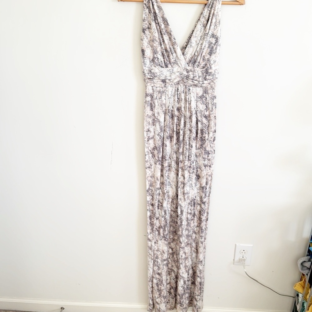 Tart boho cream/gray printed stretchy sleeveless maxi dress size small